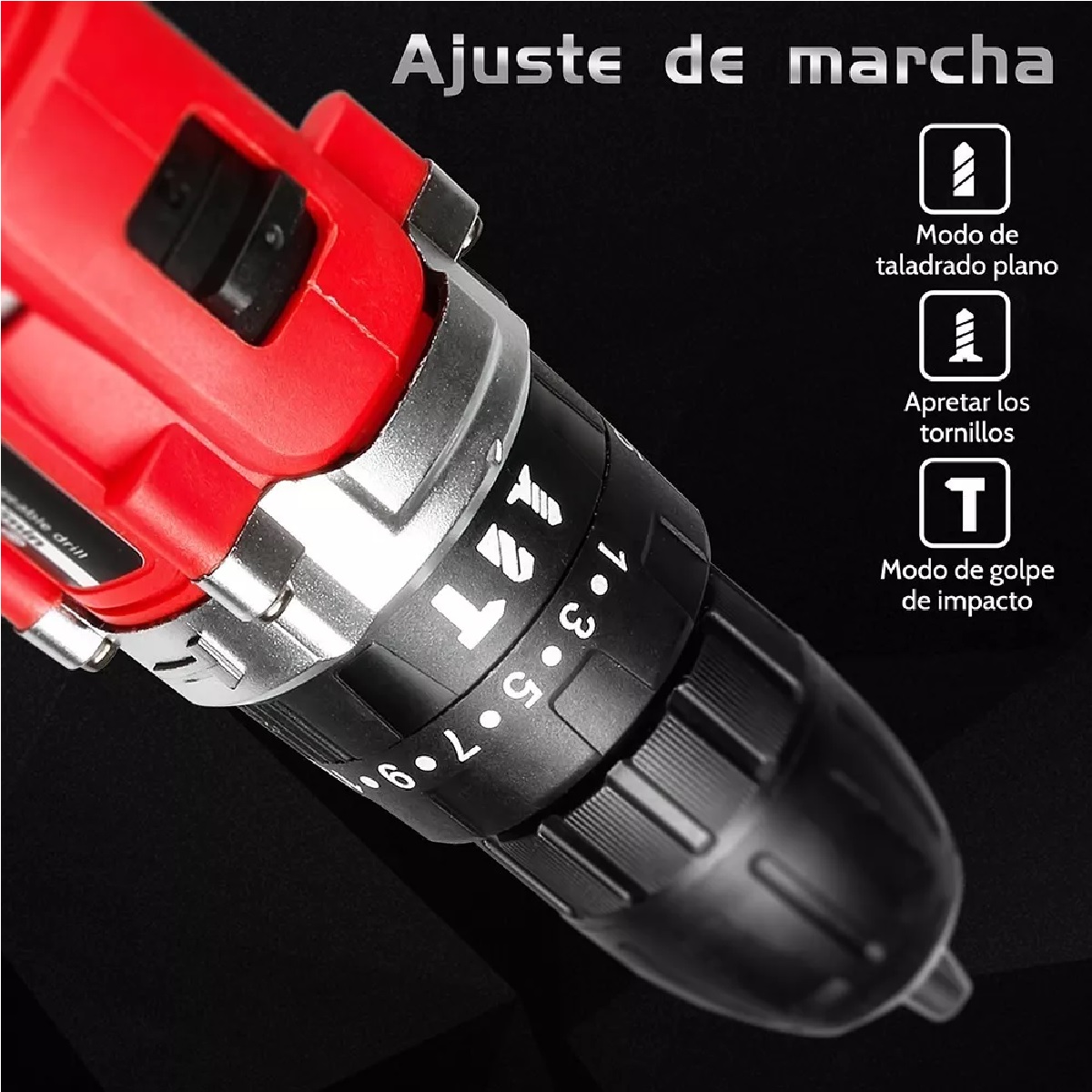 Taladro Atornillador Inalámbrico Con 2 Batería De Litio Rojo/Negro