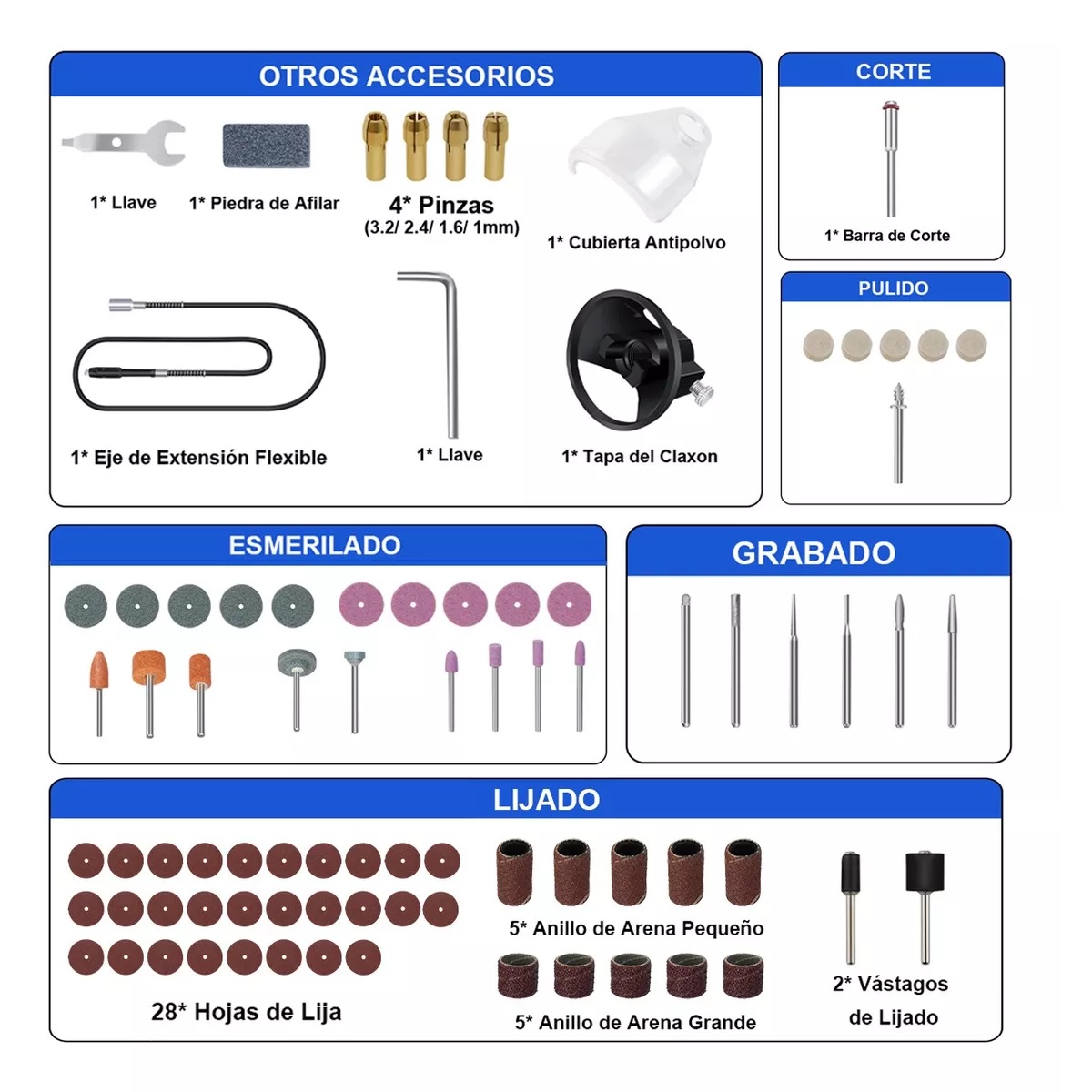 Mini Taladro Mototool Para Cortar Lijar Pulir Azul Rey /Negro