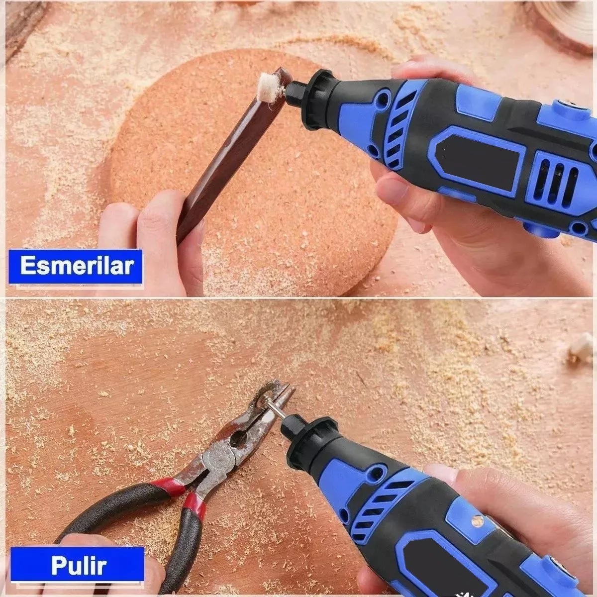 Mini Taladro Mototool Para Cortar Lijar Pulir Azul Rey /Negro