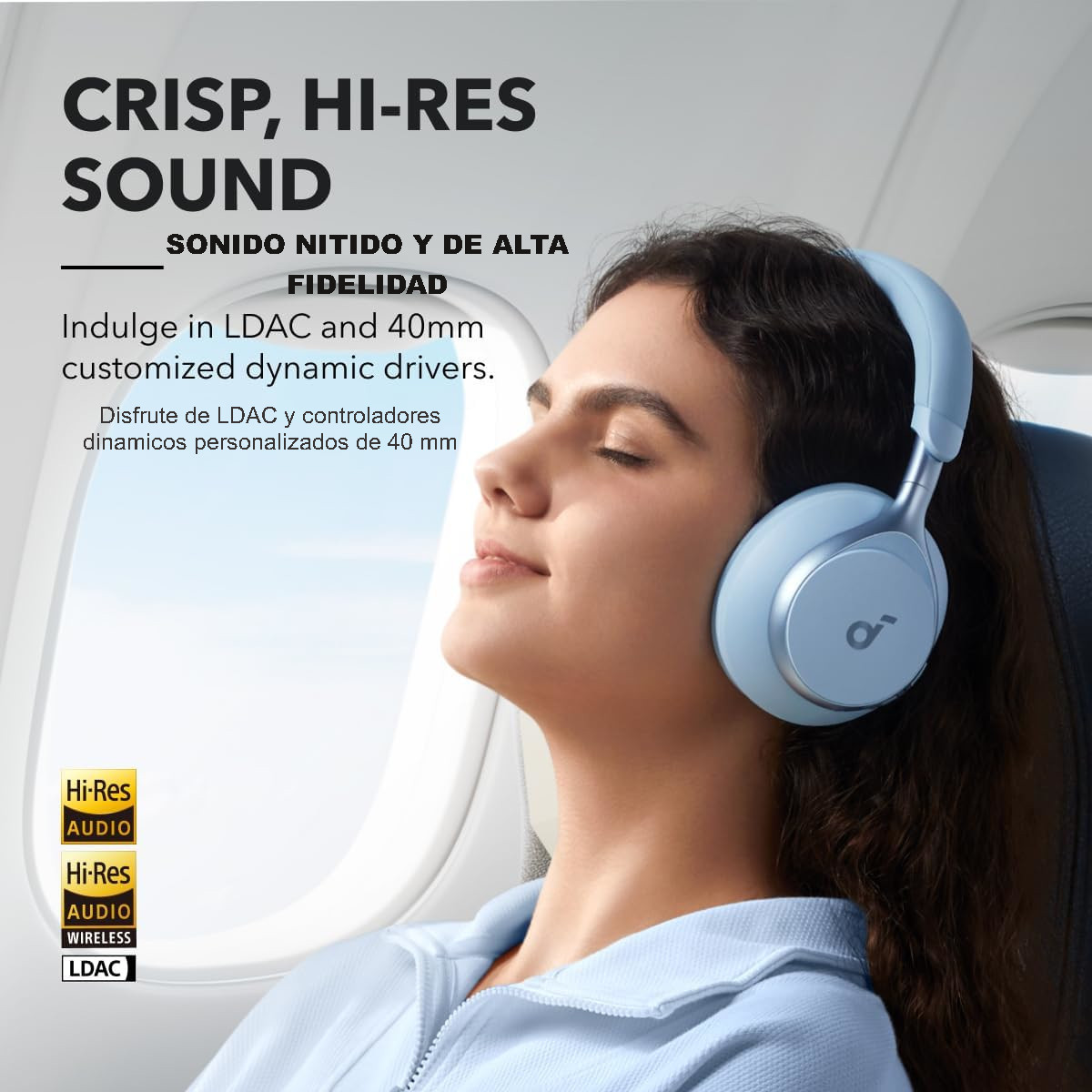 Audífonos Inalámbricos SOUNDCORE by Anker Diadema Over-Ear Azul.