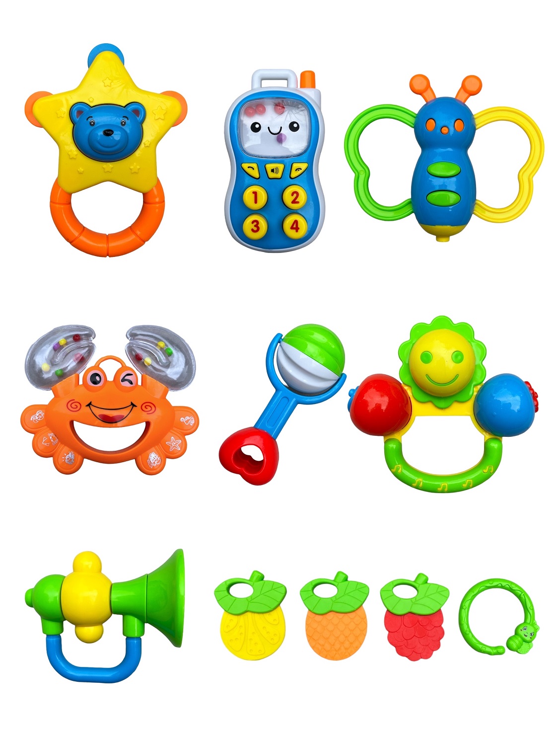 Set De Sonajas Sonajero Y Mordedera Juguete Para Bebé 8 Piezas.