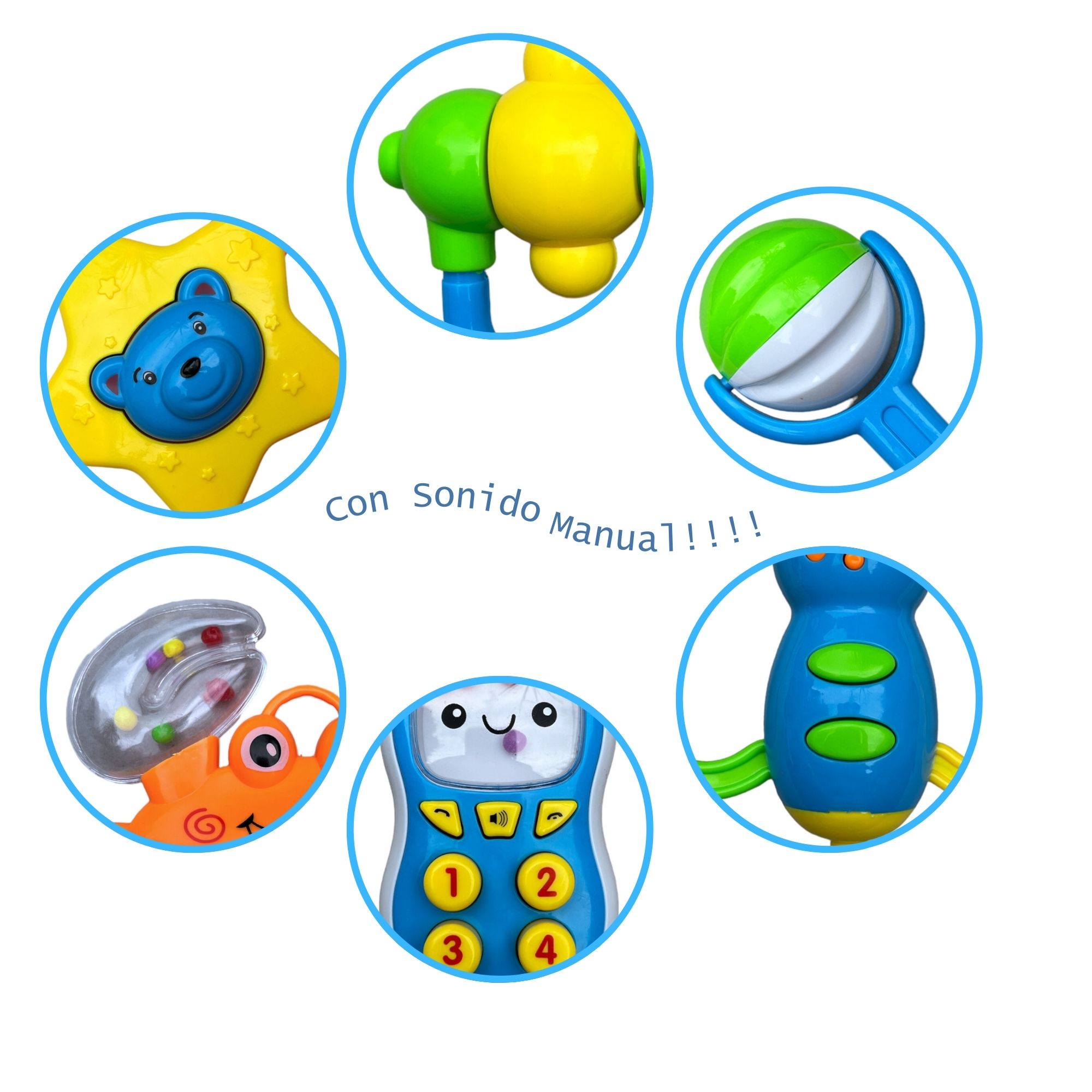 Set De Sonajas Sonajero Y Mordedera Juguete Para Bebé 8 Piezas.