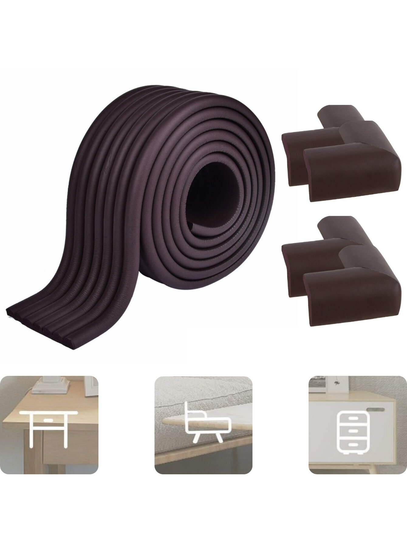 Kit Protector Esquineros De Foamy Para Mesas Y Muebles Café.