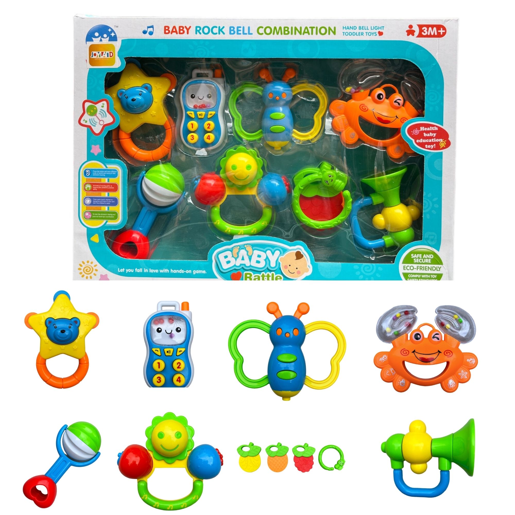 Set De Sonajas Sonajero Y Mordedera Juguete Para Bebé 8 Piezas.