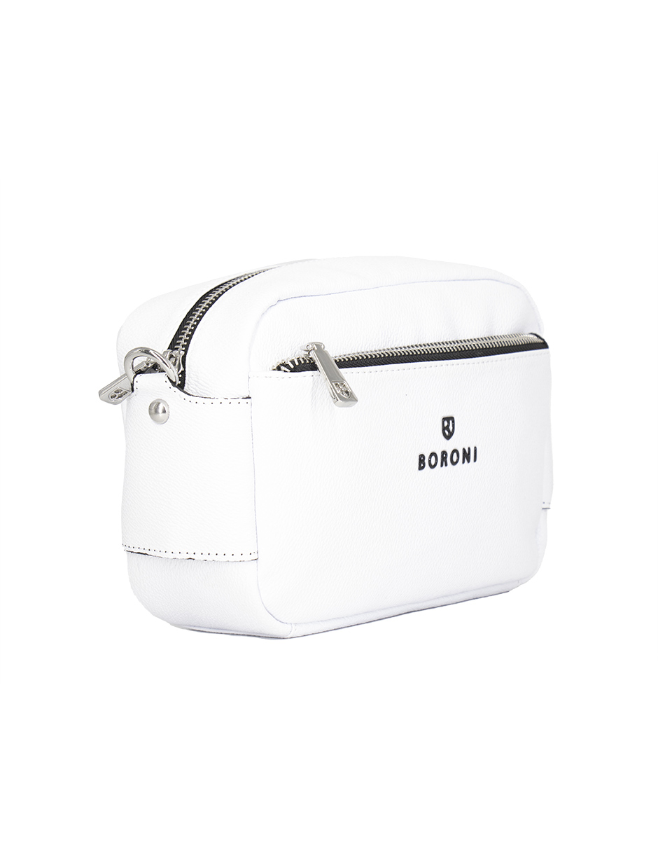Bandolera Crosboddy Boroni Color Blanco Con Correa Ajustable.