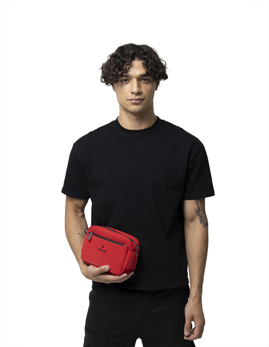Bandolera Crossbody Boroni Color Rojo Con Correa Ajustable.