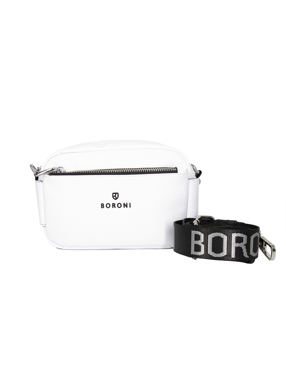 Bandolera Crosboddy Boroni Color Blanco Con Correa Ajustable.