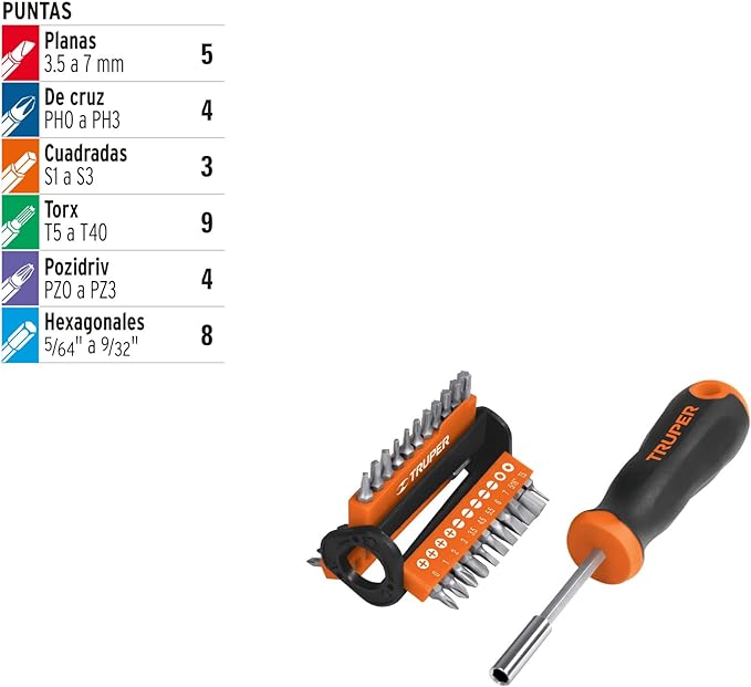Truper DMP-33, Desarmador multipunta, con 33 puntas.