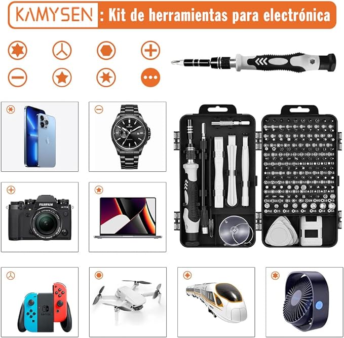 KAMYSEN Destornilladores de Precisión Set de Precisión 115 en 1,Juego de Destornilladores,Herramientas de Reparación para Smartphone, PC,Portátil, Laptop, Reloj, Juguetes, Gafas, Destornillador Gafas.