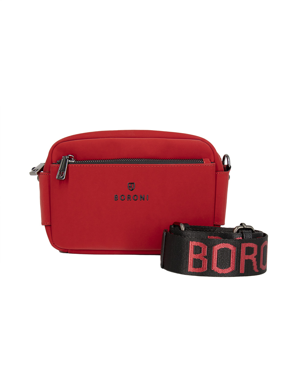 Bandolera Crossbody Boroni Color Rojo Con Correa Ajustable.
