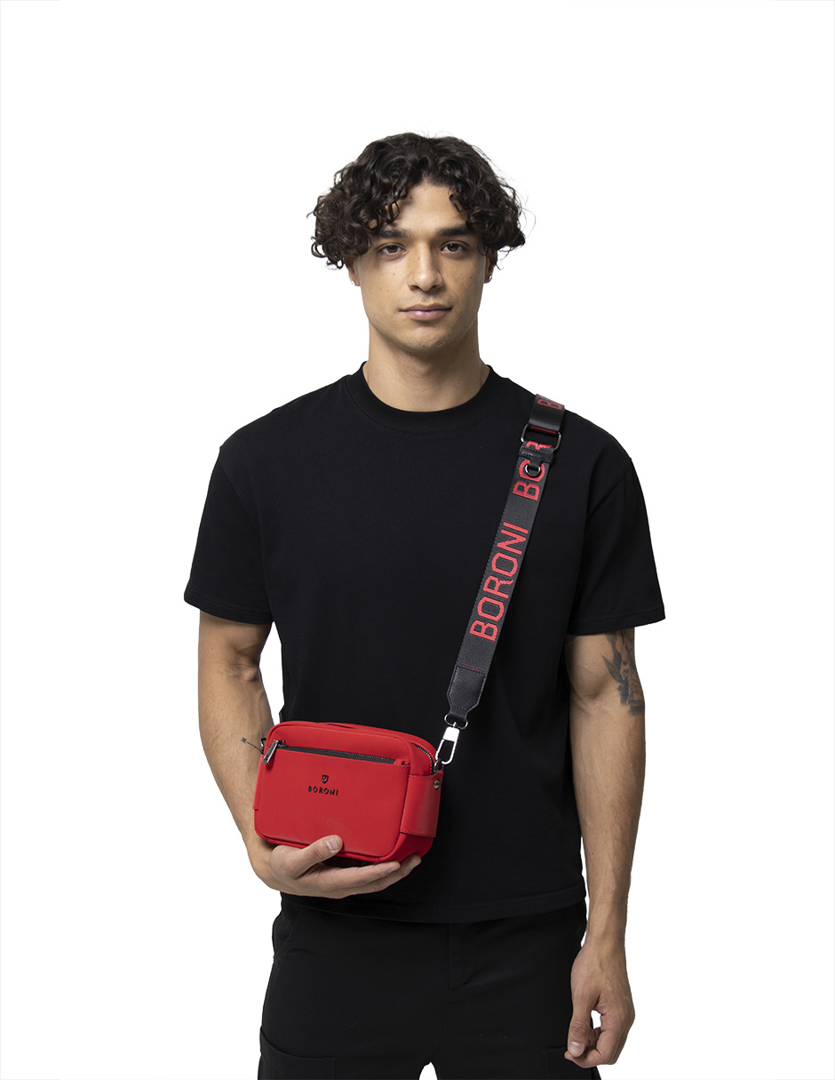 Bandolera Crossbody Boroni Color Rojo Con Correa Ajustable.