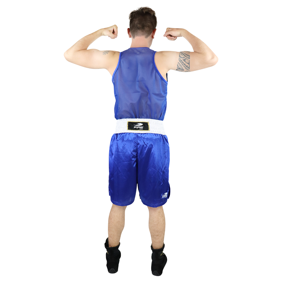 Uniforme de Box Varonil Fire Sports Playera/Short Azul.