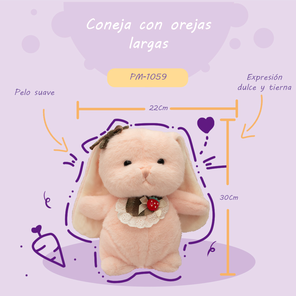 Bonito Conejito con orejas Largas de Peluche Ultra suave y Esponjoso de 21 cm Compañero de Juego y Siesta Materiales Suaves de Lujo.