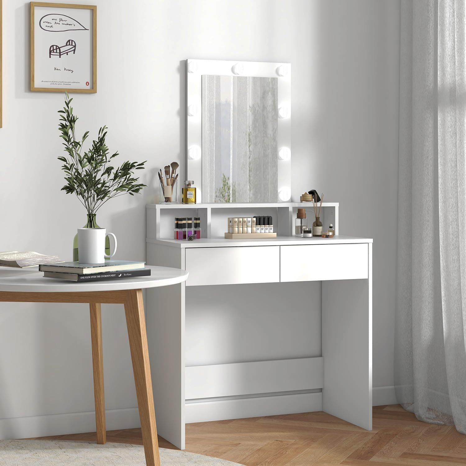 Tocador con Espejo y Luces LED Brillo Ajustable Bossa Amelie.