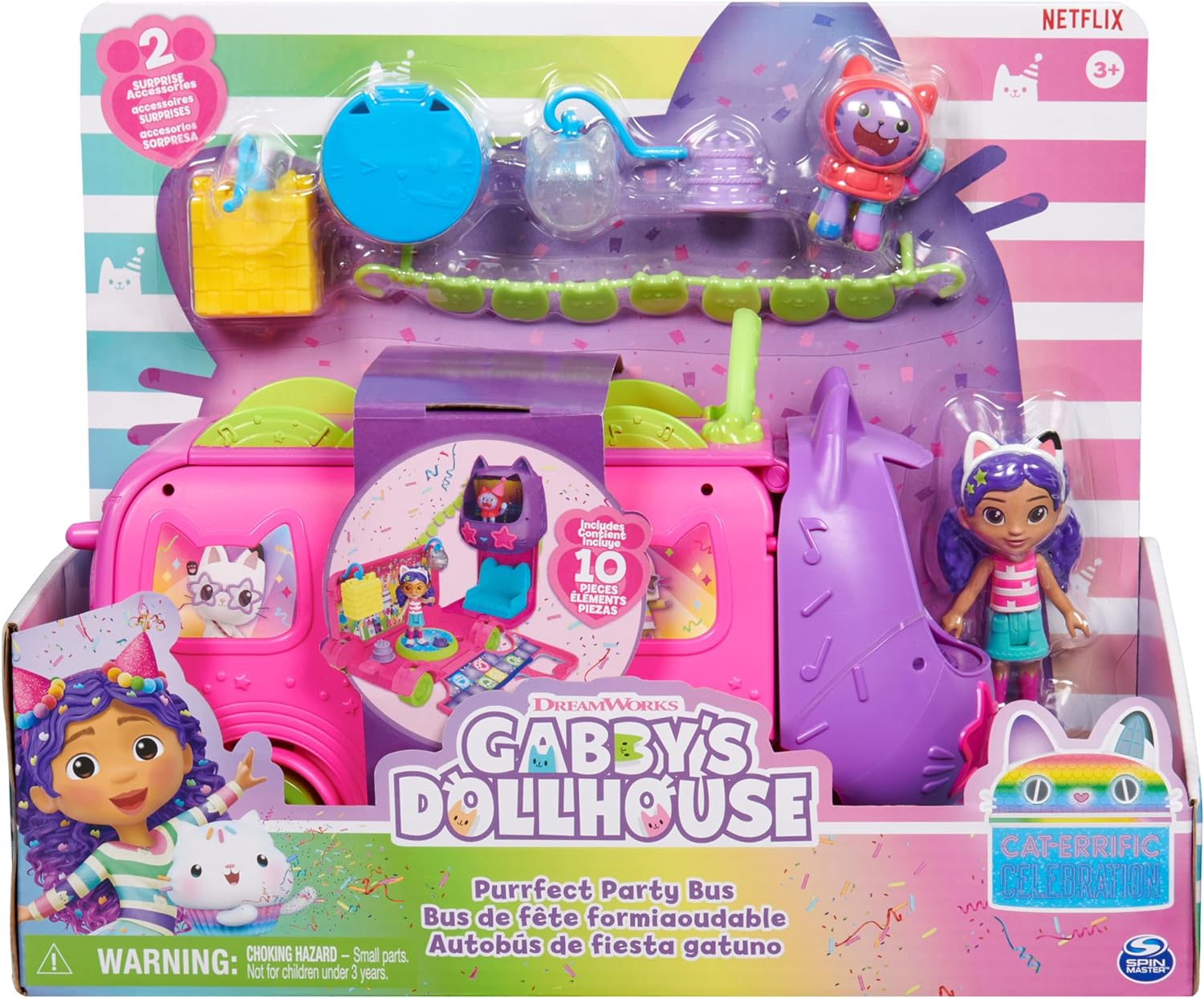 Gabbys Dollhouse Autobús De Fiesta Gatuna Gabby Y Djmusicat