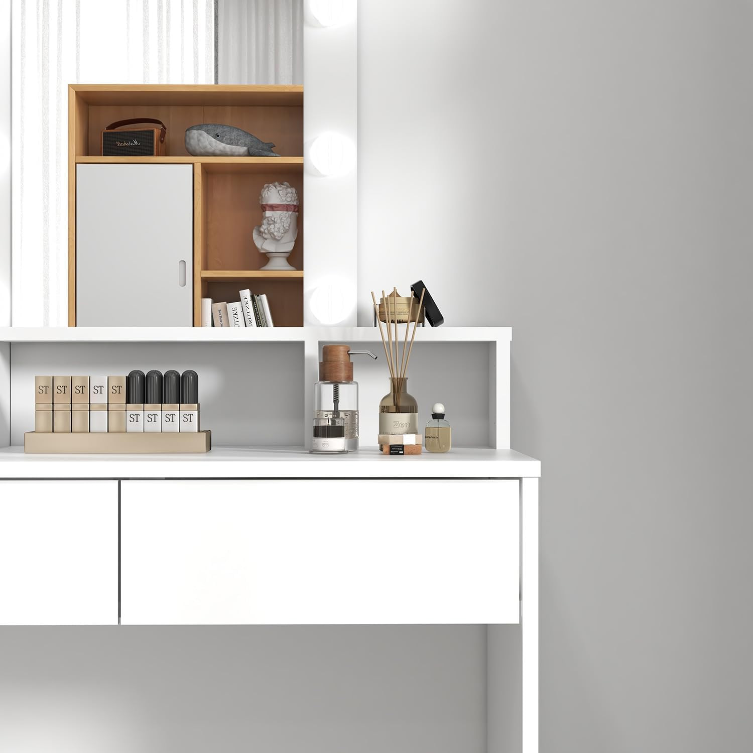 Tocador con Espejo y Luces LED Brillo Ajustable Bossa Amelie.