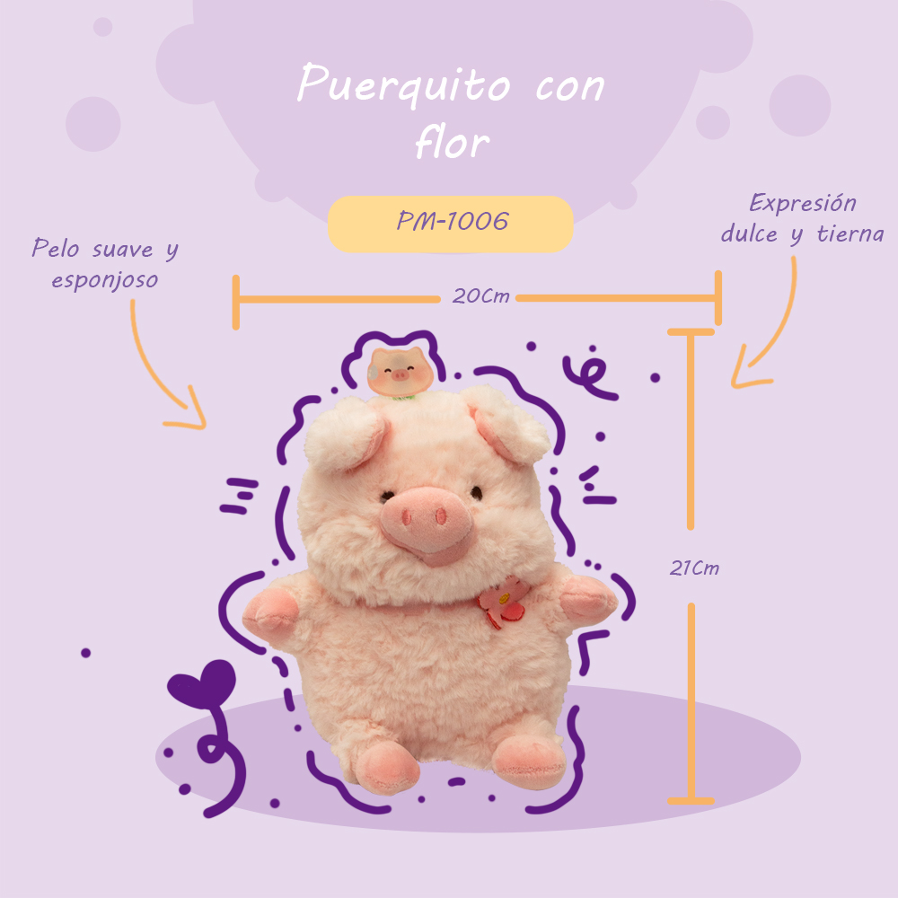 Bonito Puerquita de Peluche Ultra suave y Esponjoso de 21 cm Compañero de Juego y Siesta Materiales Suaves de Lujo.