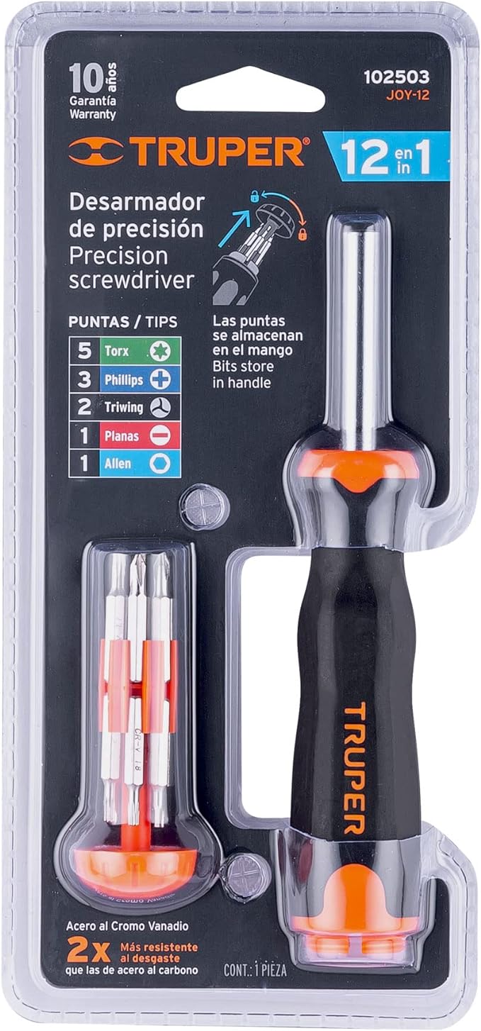 Truper JOY-12, Desarmador de joyero multi puntas 12 en 1.