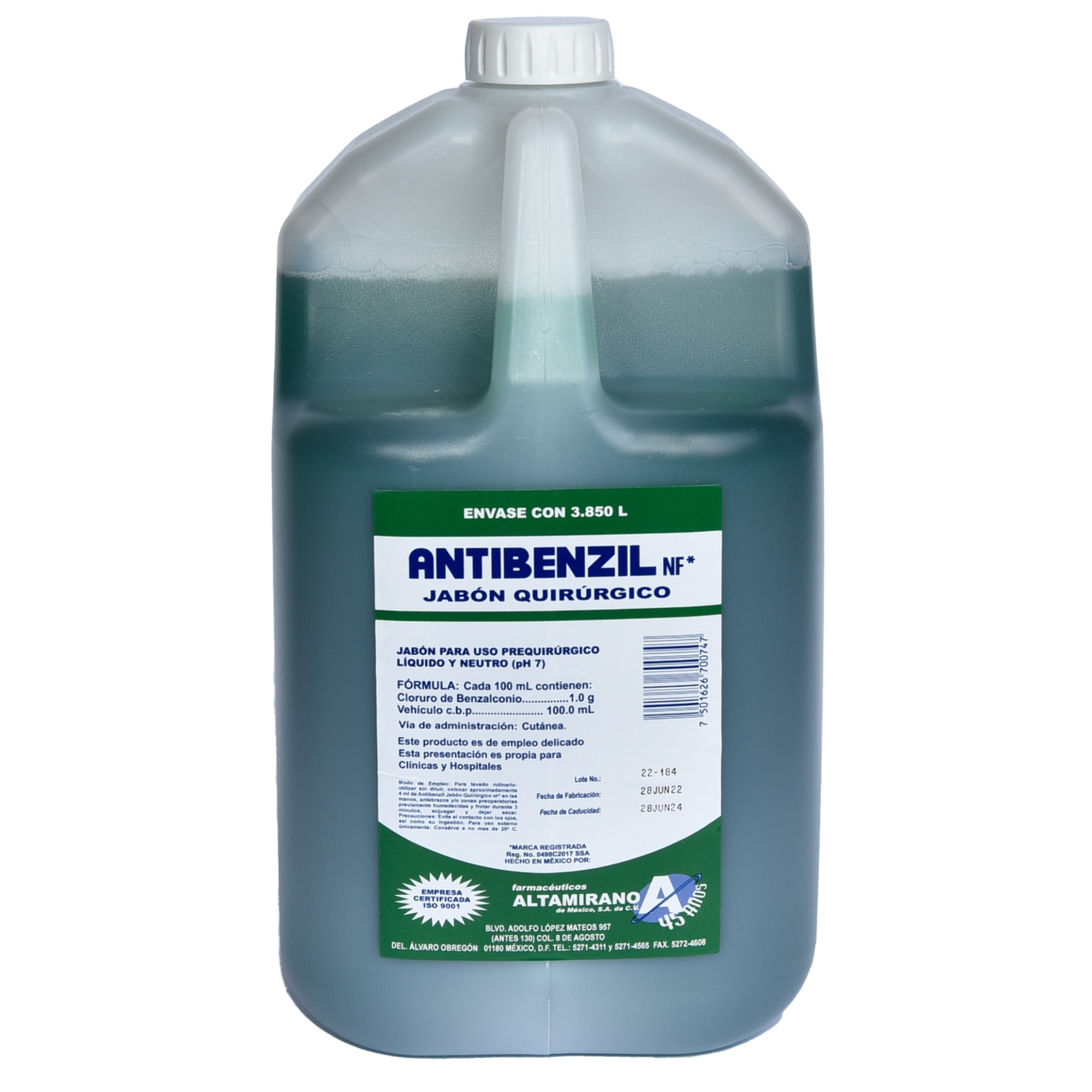 Jabón Quirurgico Antibenzil 3.850 Litros Desinfectante.