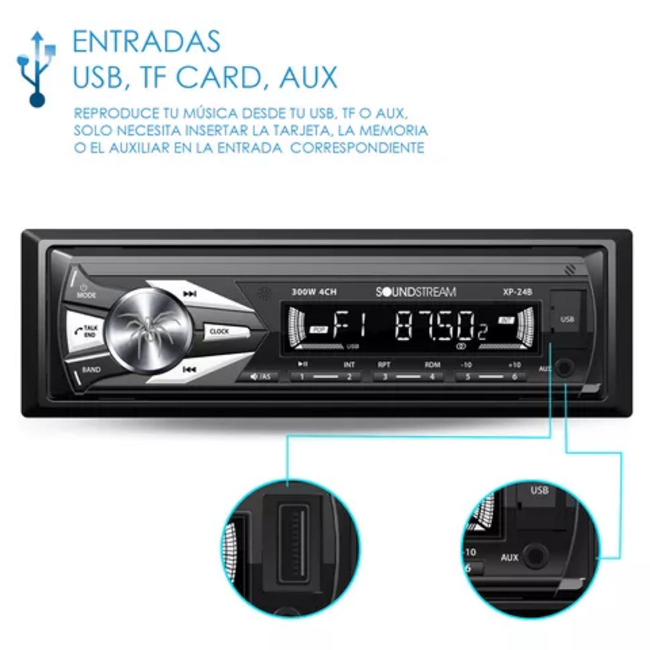 Soundstream VM XP-24B autoestéreo para auto con USB y bluetooth