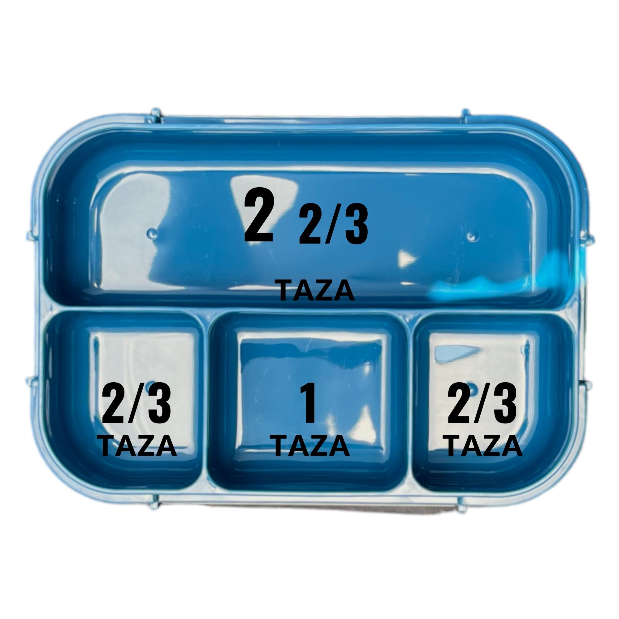 Contenedor Almacenamiento Topper Lonchera Lunch Box Hermético con 4 Divisiones - Azul.