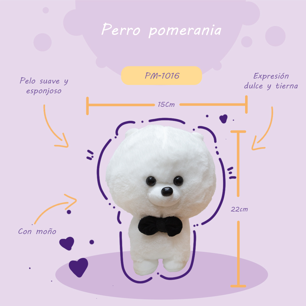 Bonito Pareja de Perrito Pomerania de Peluche Ultra suave y Esponjoso de 22 cm Compañero de Juego y Siesta Materiales Suaves de Lujo.