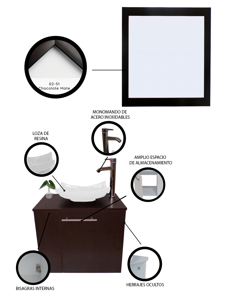 Gabinete Para Baño Con Espejo Decorativo 60x50 Decomobil