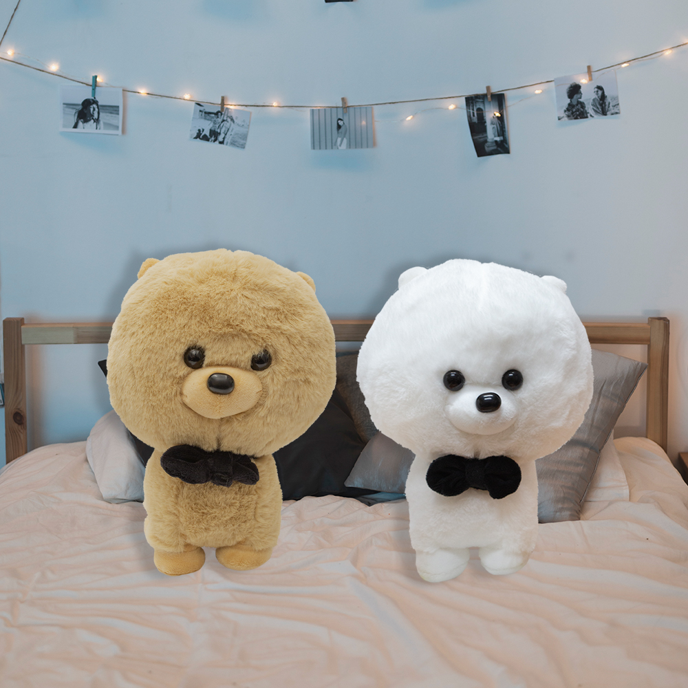 Bonito Pareja de Perrito Pomerania de Peluche Ultra suave y Esponjoso de 22 cm Compañero de Juego y Siesta Materiales Suaves de Lujo.