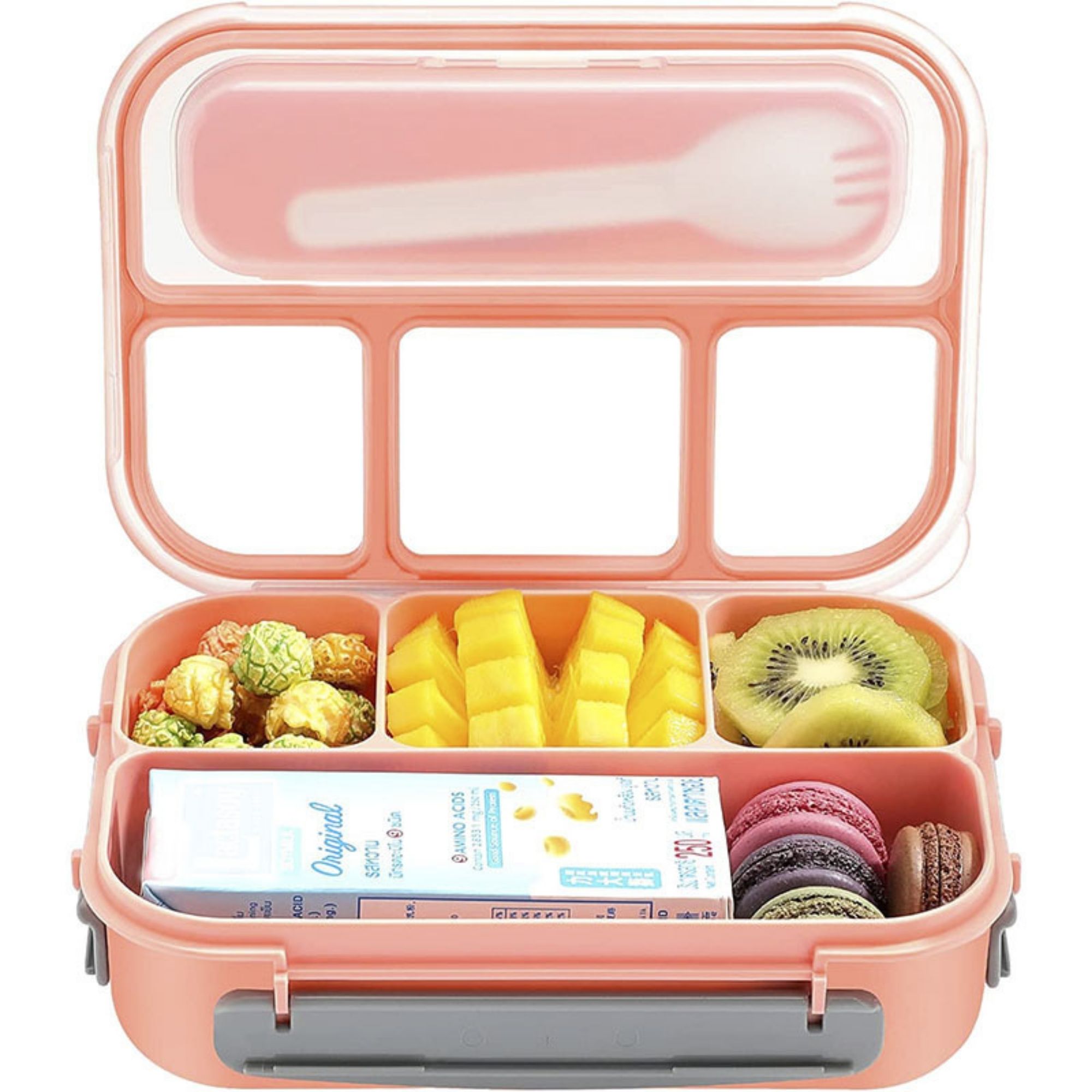 Contenedor Lonchera Lunch Box Hermético con 4 Divisiones - Rosa.
