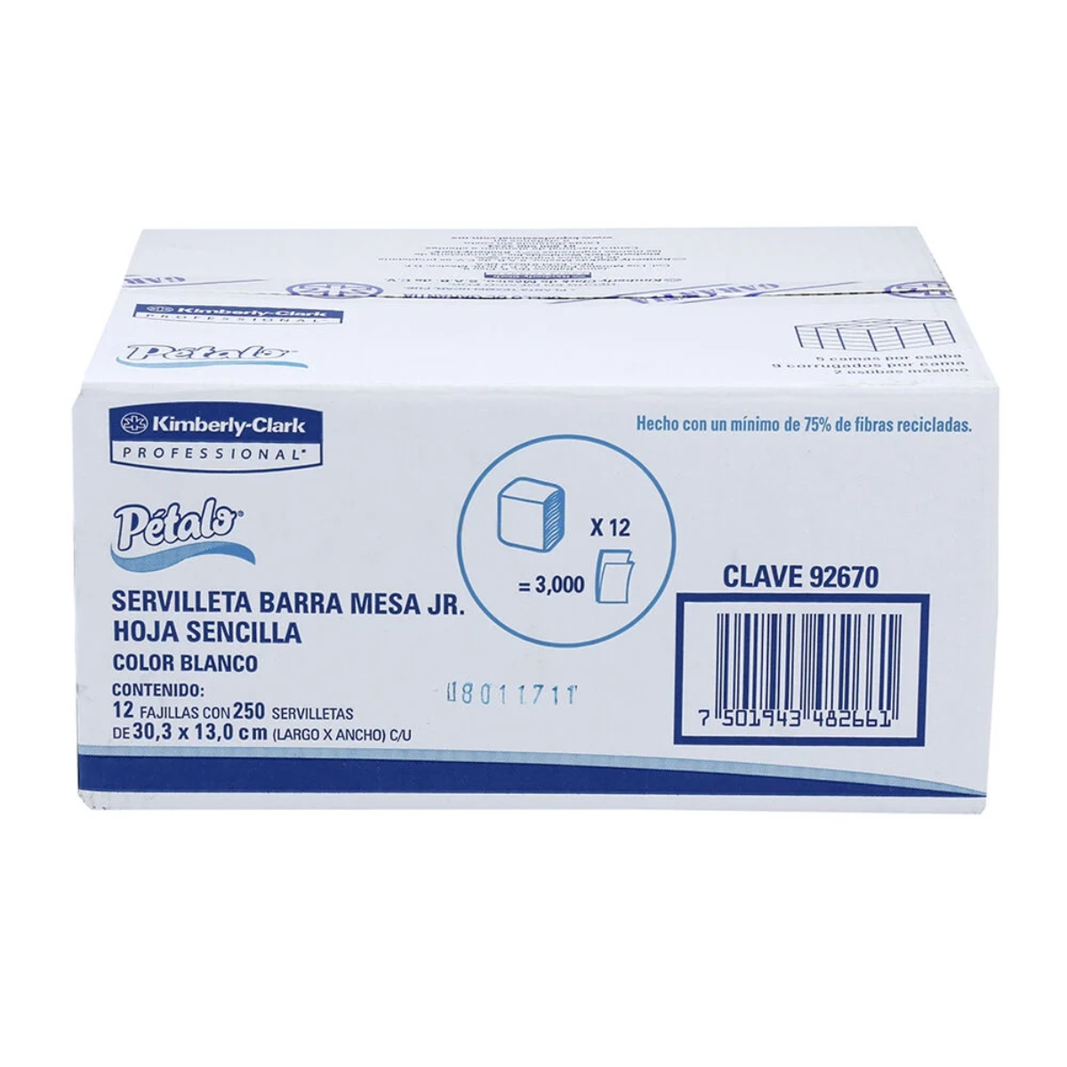 Servilleta Pétalo Para Barra Mesa Jr 12/250 Piezas Hoja Sencilla 92670.