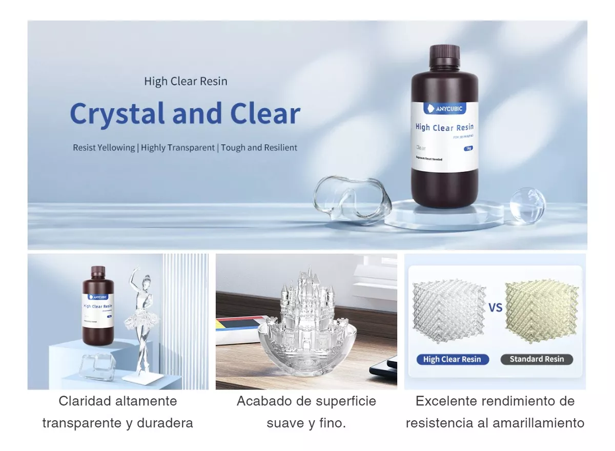 ANYCUBIC BOTE DE RESINA HIGH CLEAR1KG.