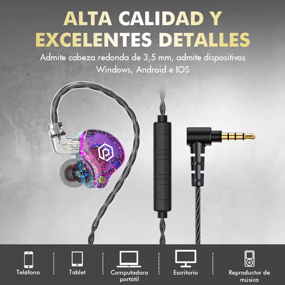 Audífonos in-ear gamer Popcorn BASS X8 PRO violeta
