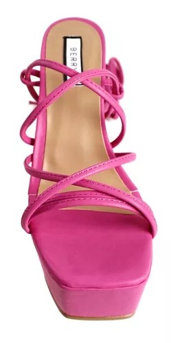 Tacón Plataforma Tiras Atadas Premium Berry