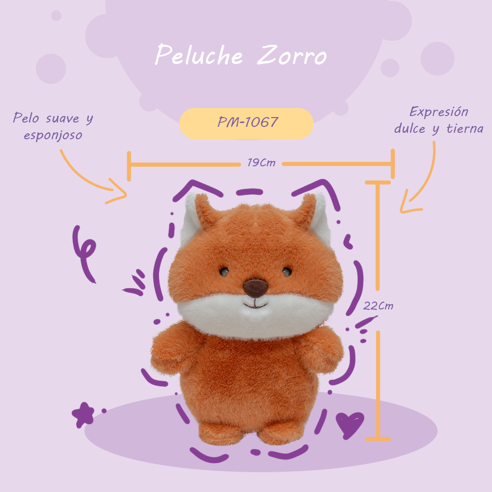 Bonito Zorro de Peluche Ultra suave y Esponjoso de 20 cm Compañero de Juego y Siesta Materiales Suaves de Lujo.