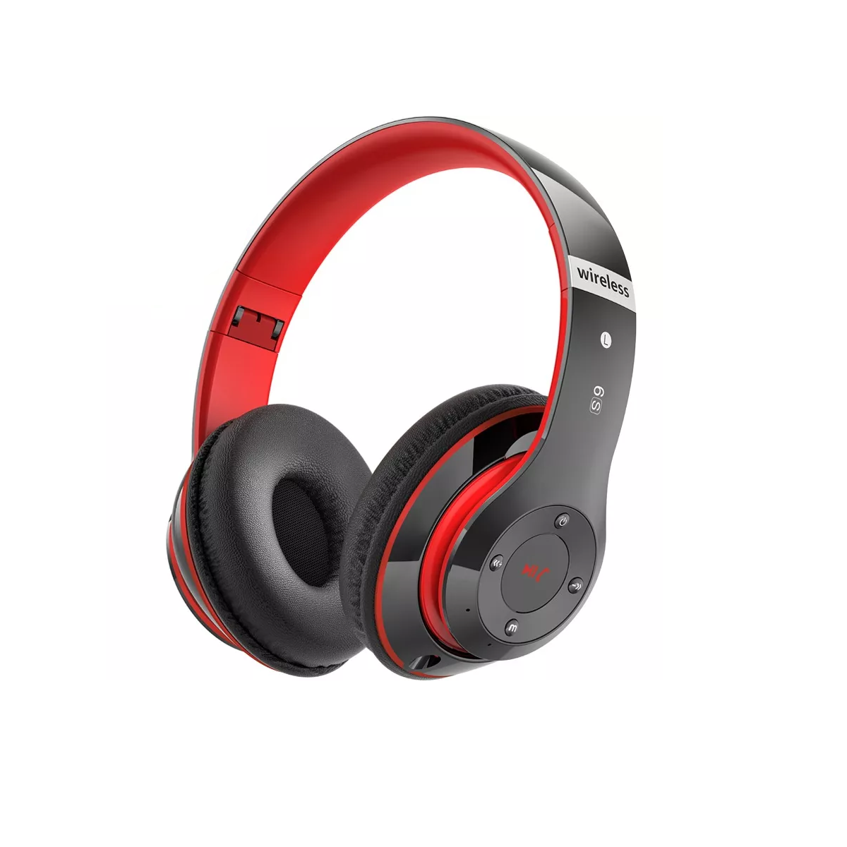 Audifonos Bluetooth Diadema Inalámbrico Y Con Cable Com Mic Negro/Rojo