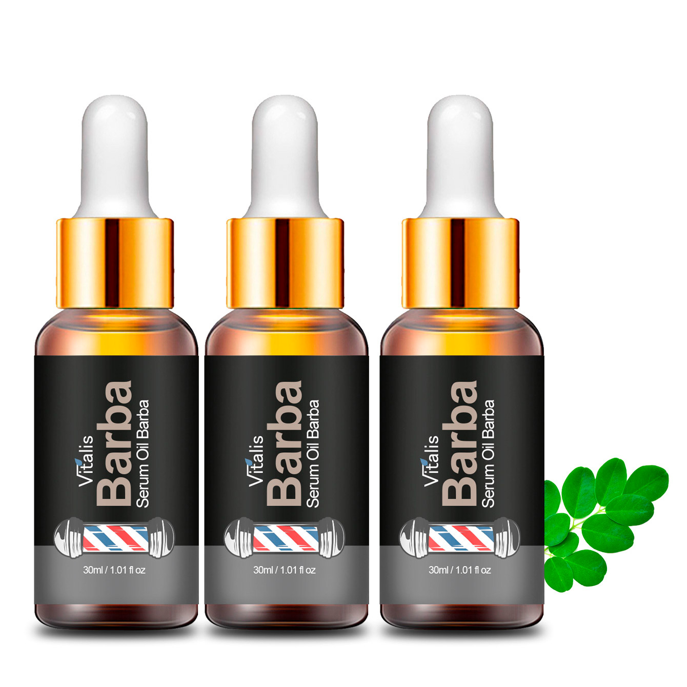 3 Esencia Aceite para Crecer Barba Bigote Natural 30ml.