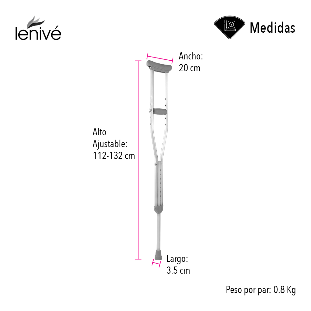 Muletas Auxiliares De Aluminio Ajustables Medianas 9 Niveles.