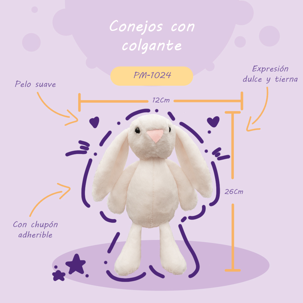 Bonito Conejitos Orejones de Peluche (Colores Varios) Ultra suave y Esponjoso de 26 cm Compañero de Juego y Siesta Materiales Suaves de Lujo.