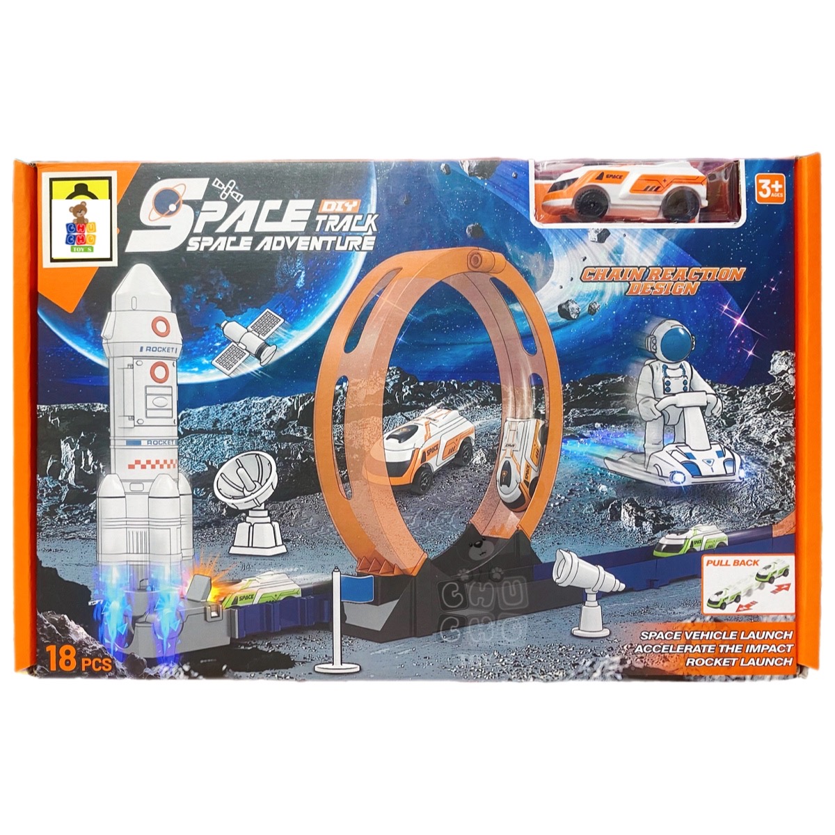 Pista De Carreras Lanza Carro Nave Espacial Astronauta 18pz.
