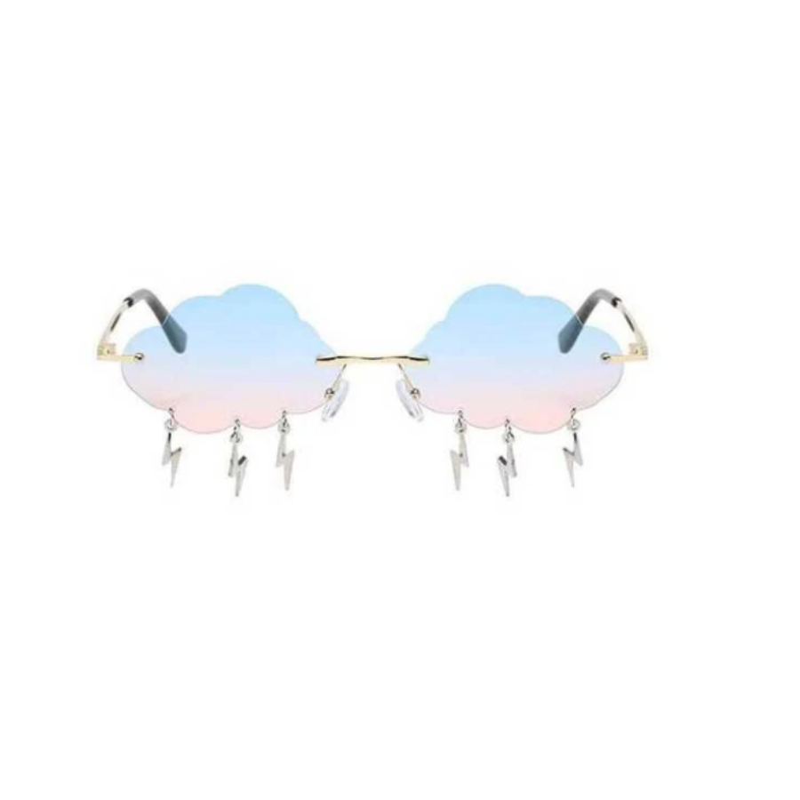 Lentes de nubes con relampagos azul rosa