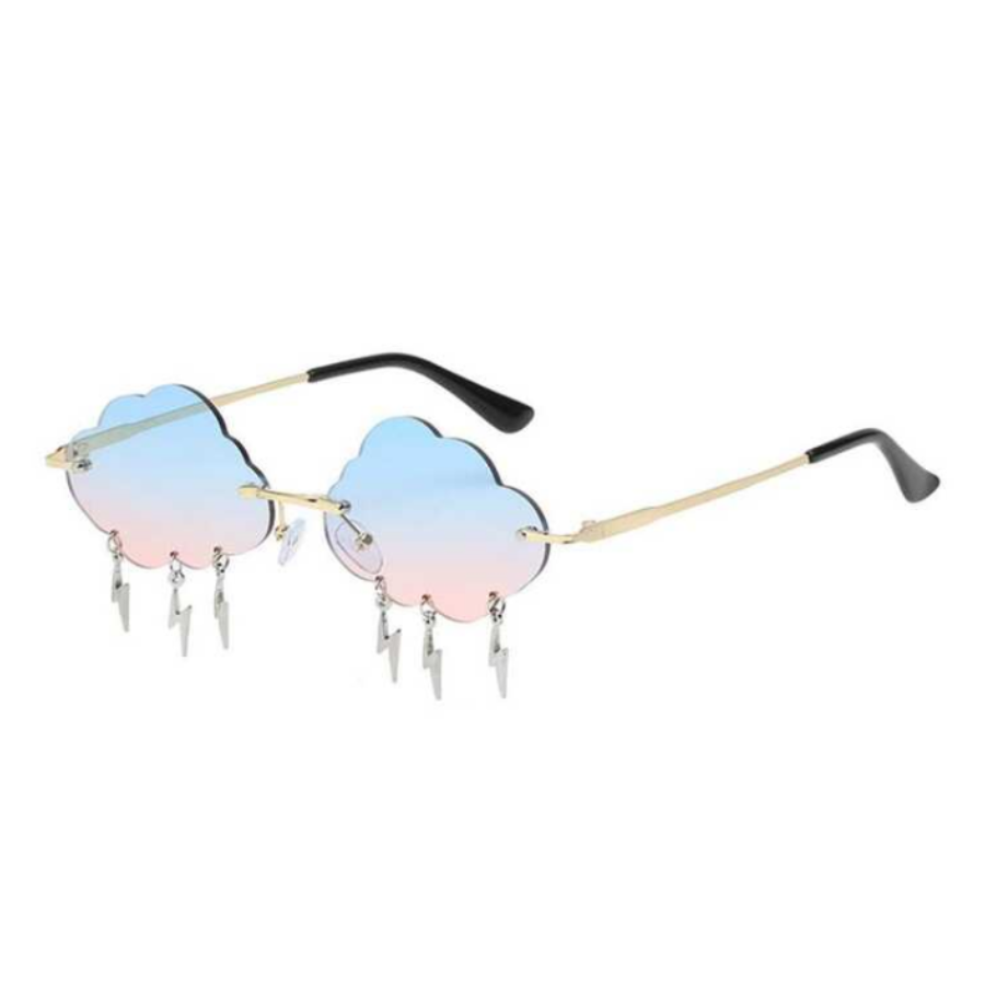 Lentes de nubes con relampagos azul rosa