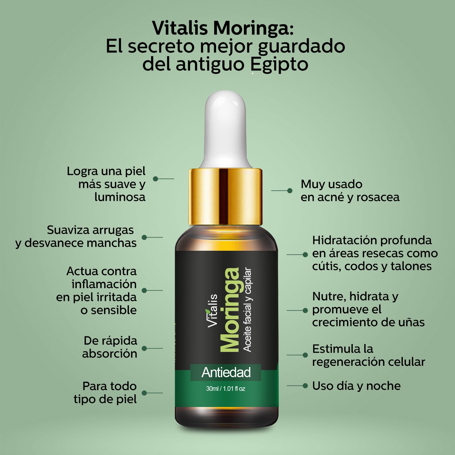 2 Aceite de Moringa Antiarrugas Anti Manchas Antiedad Natural.