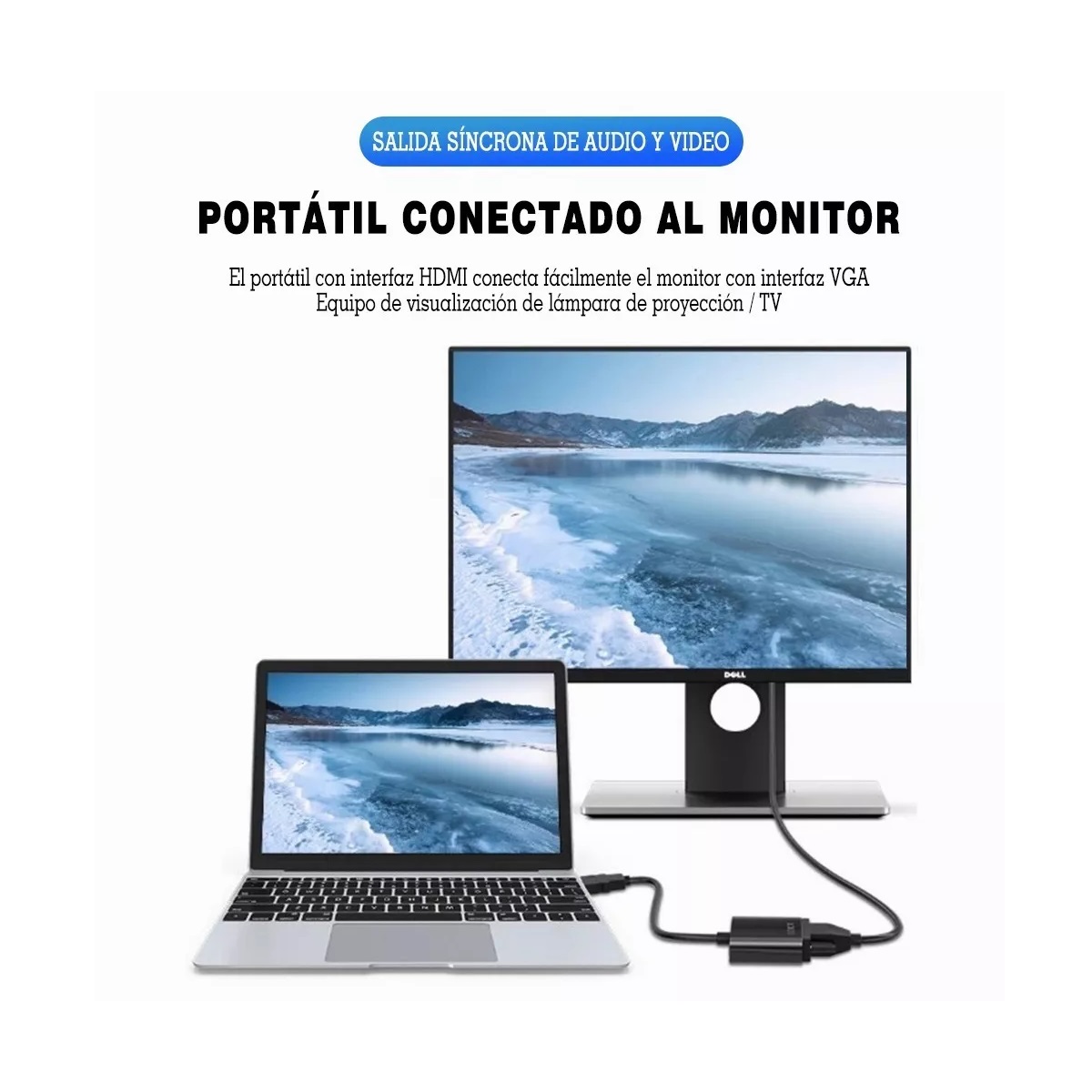 Cable Adaptador Convertidor Hdmi A Vga +regalo Cable 3.5mm Negro