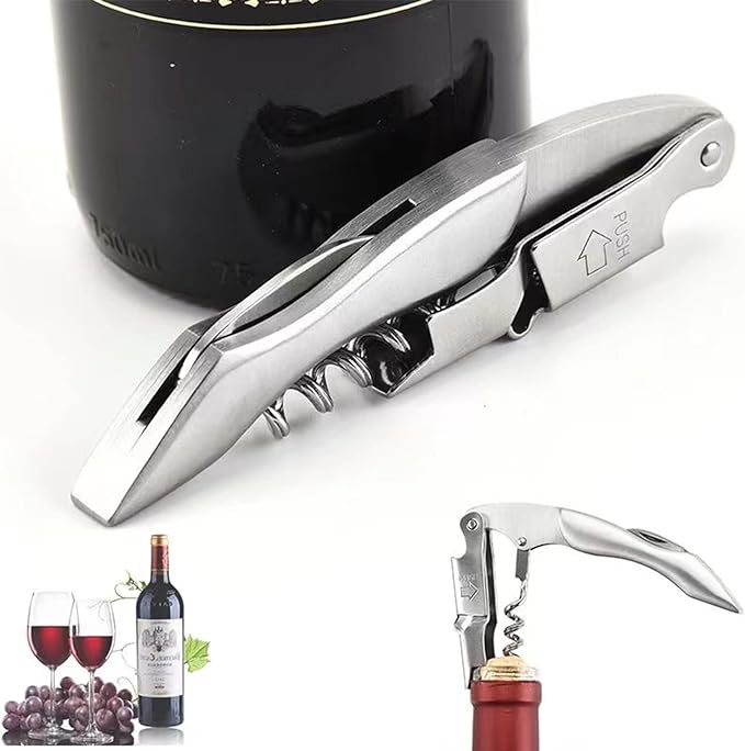 A Bauihr Sacacorchos de Sommelier Profesional, Destapacorchos de Resistente Acero Inoxidable y Mango Ergonómico, Destapador de Vino con Palanca Doble Amortiguada y Corta-Cápsulas Integrado.
