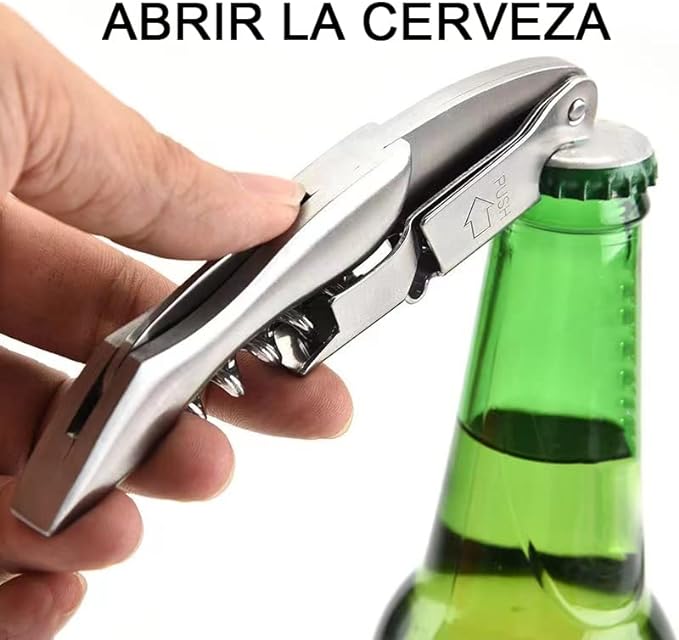 A Bauihr Sacacorchos de Sommelier Profesional, Destapacorchos de Resistente Acero Inoxidable y Mango Ergonómico, Destapador de Vino con Palanca Doble Amortiguada y Corta-Cápsulas Integrado.