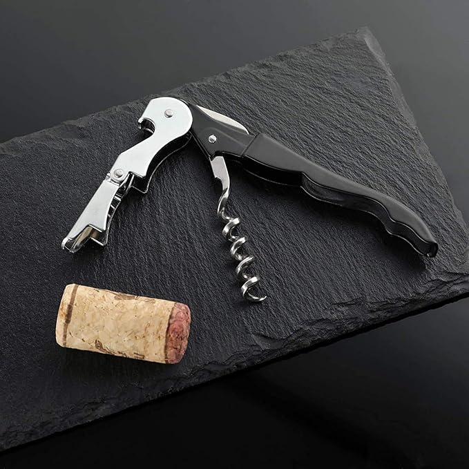 A U Chef Sacacorchos de Acero Inoxidable. Destapador/Destapa Corchos Multifuncional de Acero Inoxidable Color Negro. Perfecto para Abrir Botellas de Vino y Destapar Cervezas y Refrescos (1).