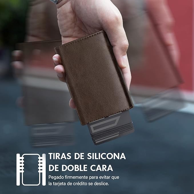 A Tarjetero de cuero,Cartera para Hombre RFID Bloqueo Antirrobo Tarjetero para Caballero Plegable,con bolsillo de moneda cierre del imán billetera,para efectivo y monedas,Carteras para Hombre Regalo.