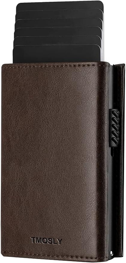 A Tarjetero de cuero,Cartera para Hombre RFID Bloqueo Antirrobo Tarjetero para Caballero Plegable,con bolsillo de moneda cierre del imán billetera,para efectivo y monedas,Carteras para Hombre Regalo.