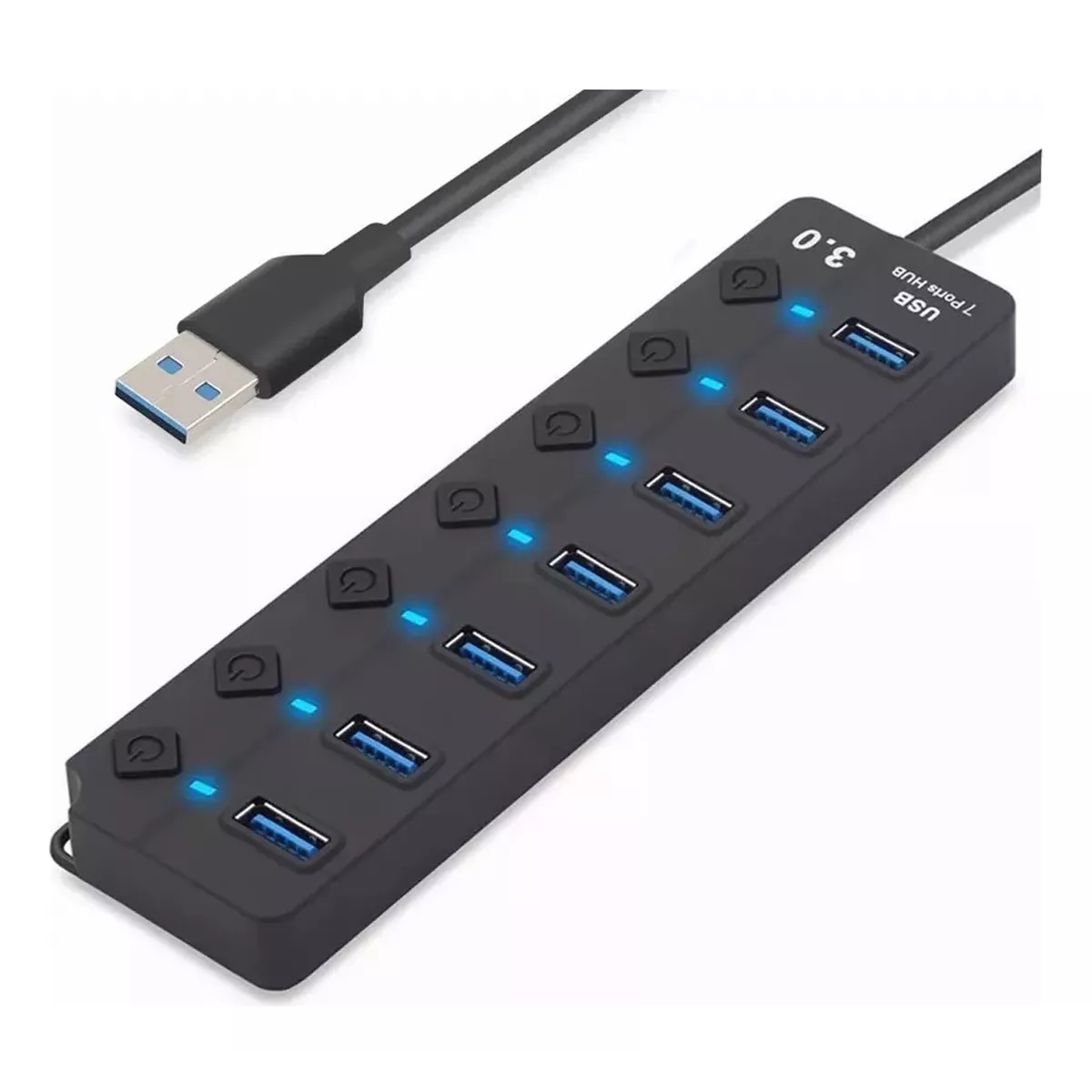 Hub Concentrador Multi Contacto Usb 7 Puertos Switch Negro