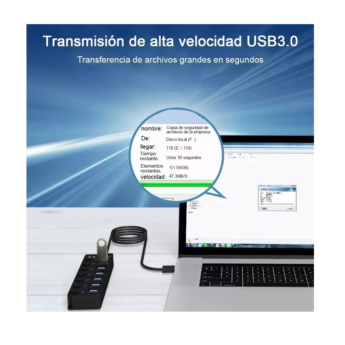 Hub Concentrador Multi Contacto Usb 7 Puertos Switch Negro
